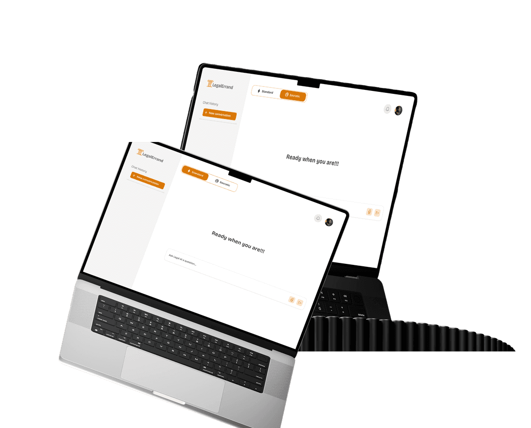 LegalErrand AI chat interface on multiple devices